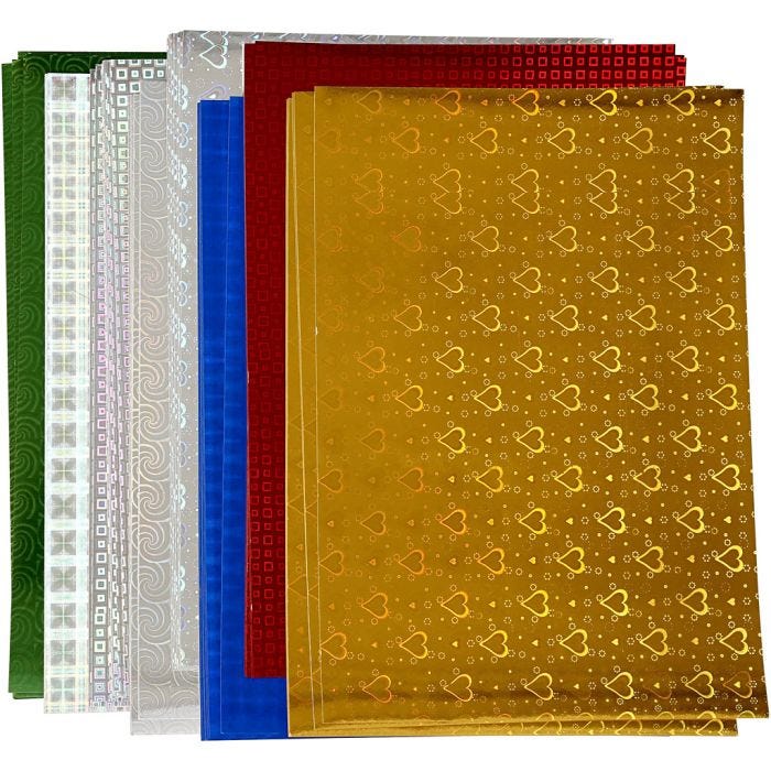 Papel holográfico, A4, hoja 210x297 mm, 120 gr, 80 hojas stdas/ 1 paquete