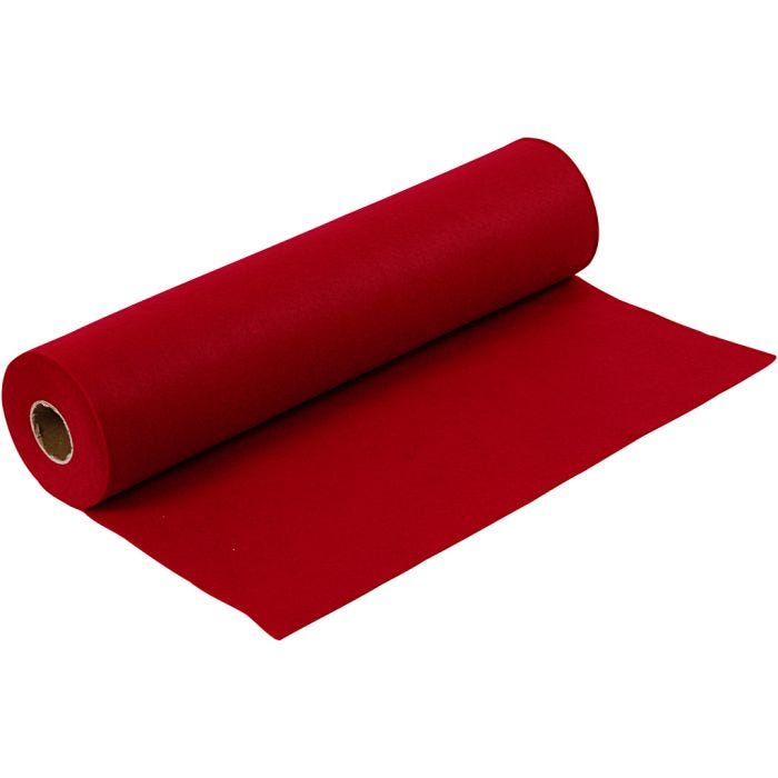 Fieltro para manualidades, A: 45 cm, grosor 1,5 mm, 180-200 gr, rojo antiguo, 5 m/ 1 rollo