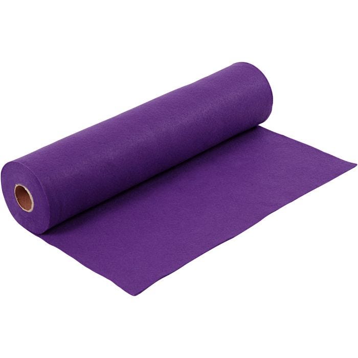 Fieltro para manualidades, A: 45 cm, grosor 1,5 mm, 180-200 gr, morado, 5 m/ 1 rollo