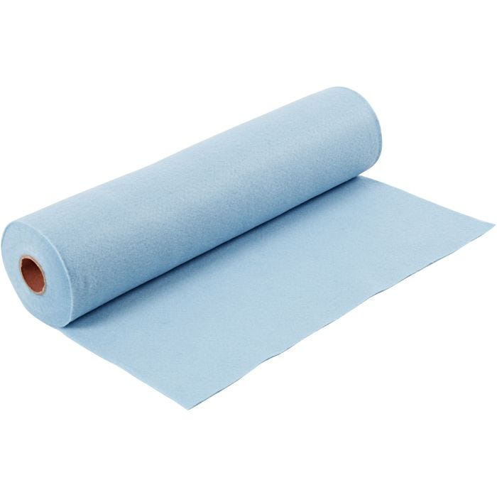 Fieltro para manualidades, A: 45 cm, grosor 1,5 mm, 180-200 gr, azul claro, 5 m/ 1 rollo