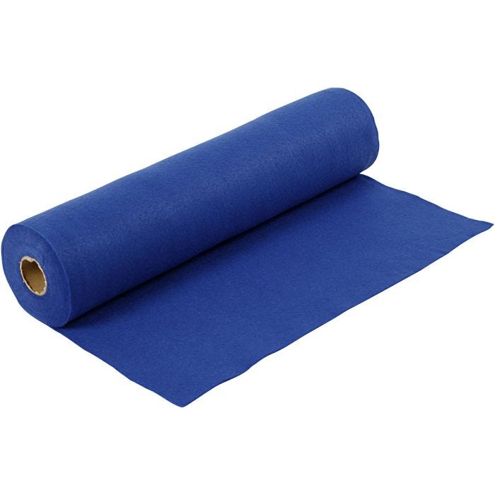 Fieltro para manualidades, A: 45 cm, grosor 1,5 mm, 180-200 gr, azul, 5 m/ 1 rollo
