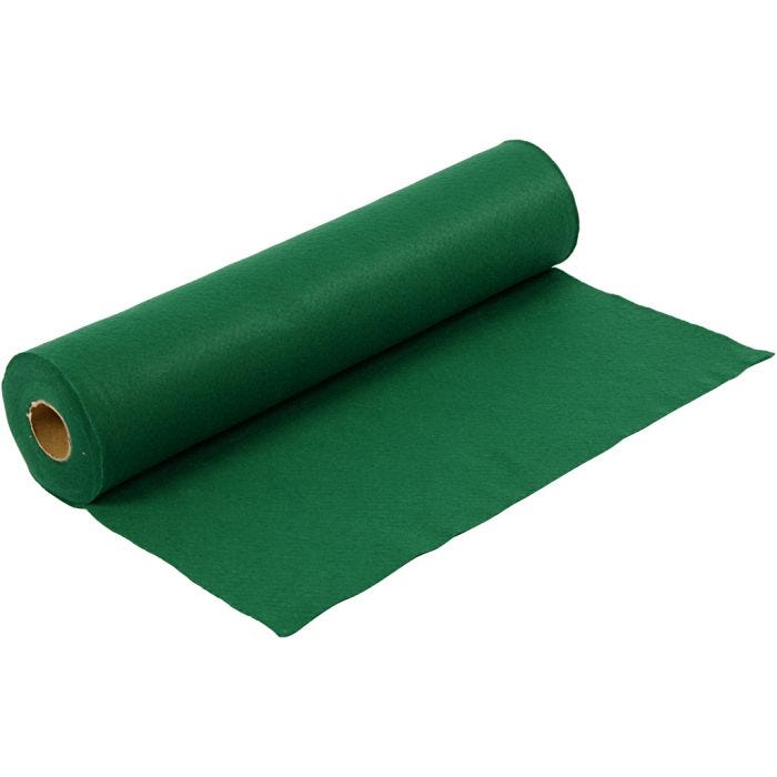 Fieltro para manualidades, A: 45 cm, grosor 1,5 mm, 180-200 gr, verde, 5 m/ 1 rollo