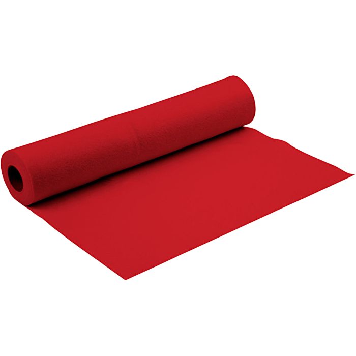 Fieltro para manualidades, A: 90 cm, grosor 1,5 mm, rojo, 5 m/ 1 rollo