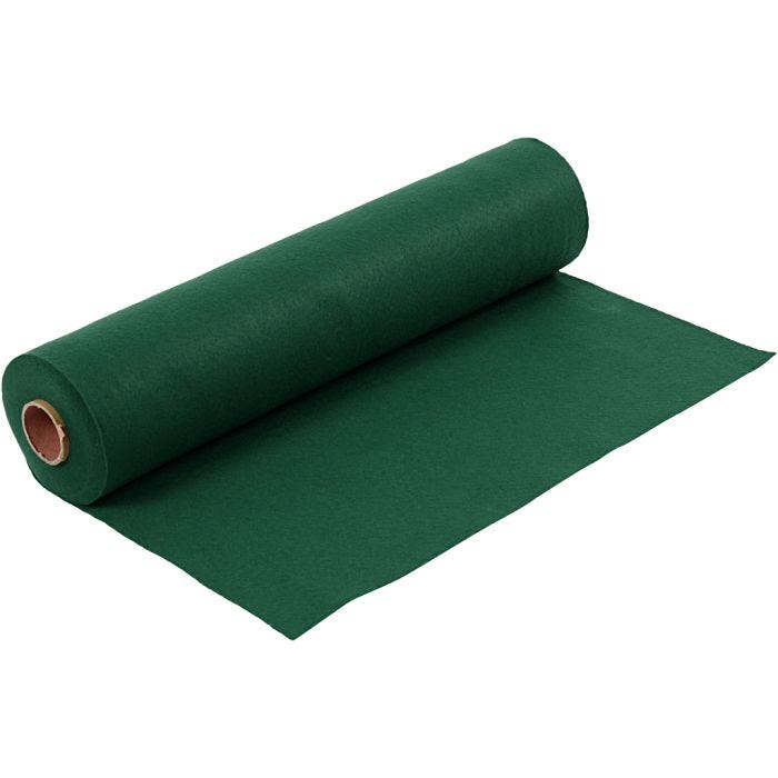 Fieltro para manualidades, A: 45 cm, grosor 1,5 mm, 180-200 gr, verde oscuro, 5 m/ 1 rollo