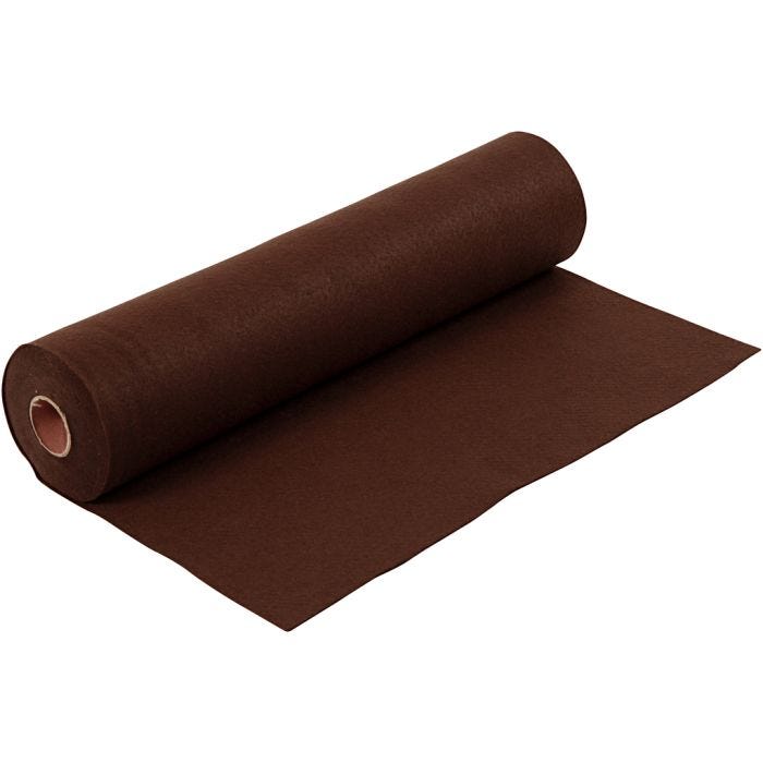 Fieltro para manualidades, A: 45 cm, grosor 1,5 mm, 180-200 gr, marrón, 5 m/ 1 rollo