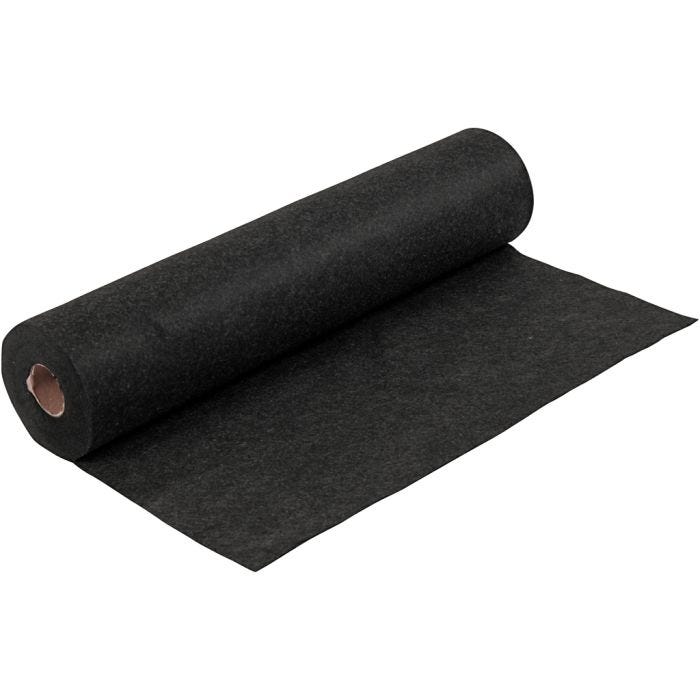 Fieltro para manualidades, A: 45 cm, grosor 1,5 mm, Texturado, 180-200 gr, negro, 5 m/ 1 rollo