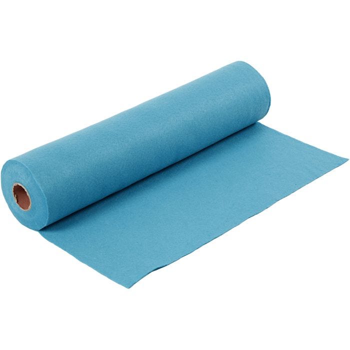 Fieltro para manualidades, A: 45 cm, grosor 1,5 mm, 180-200 gr, turquesa, 5 m/ 1 rollo