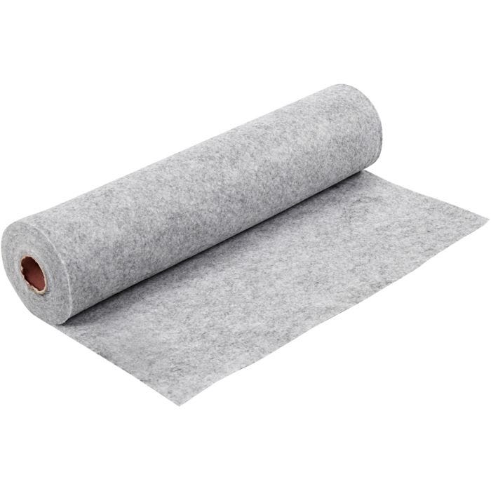 Fieltro para manualidades, A: 45 cm, grosor 1,5 mm, Texturado, 180-200 gr, gris, 5 m/ 1 rollo