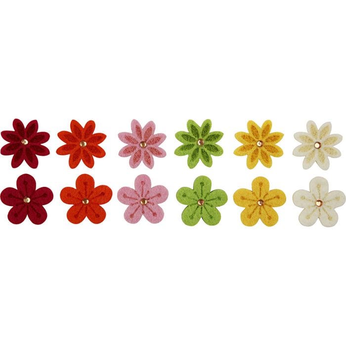Flores de fieltro, dia 30 mm, grosor 2,5 mm, 12 ud/ 1 paquete