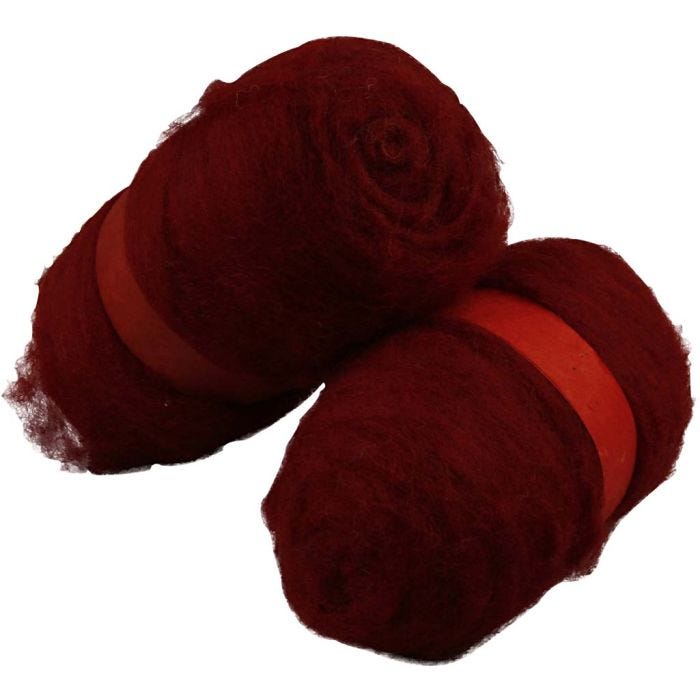 Lana Cardada, rojo cálido, 2x100 gr/ 1 paquete