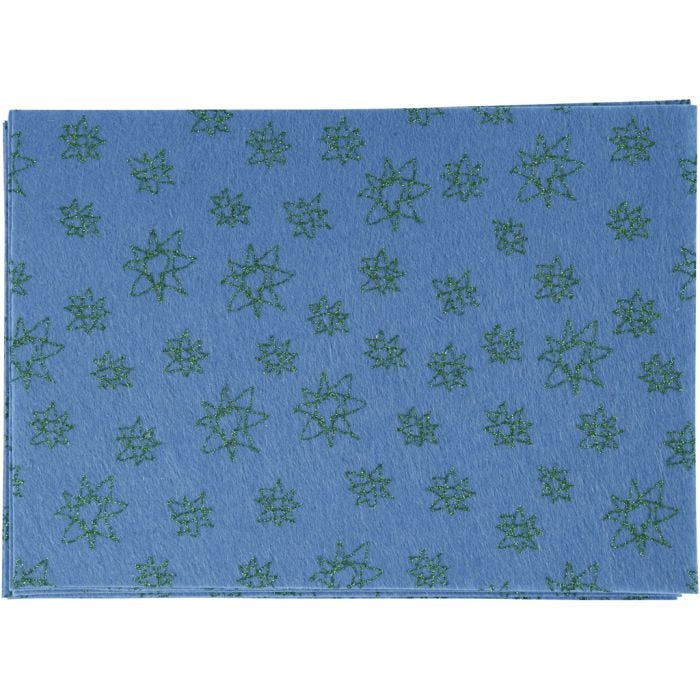 Fieltro para manualidades, A4, hoja 210x297 mm, grosor 1 mm, azul, 10 hoja/ 1 paquete