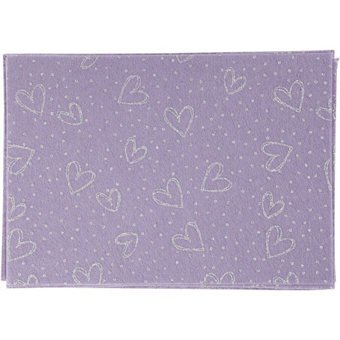 Fieltro para manualidades, A4, hoja 210x297 mm, grosor 1 mm, morado, 10 hoja/ 1 paquete