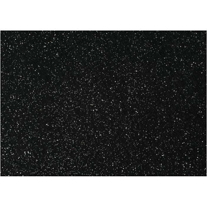 Fieltro para manualidades, A4, hoja 210x297 mm, grosor 1 mm, negro, 10 hoja/ 1 paquete