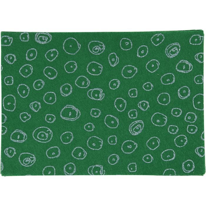 Fieltro para manualidades, A4, hoja 210x297 mm, grosor 1 mm, verde, 10 hoja/ 1 paquete