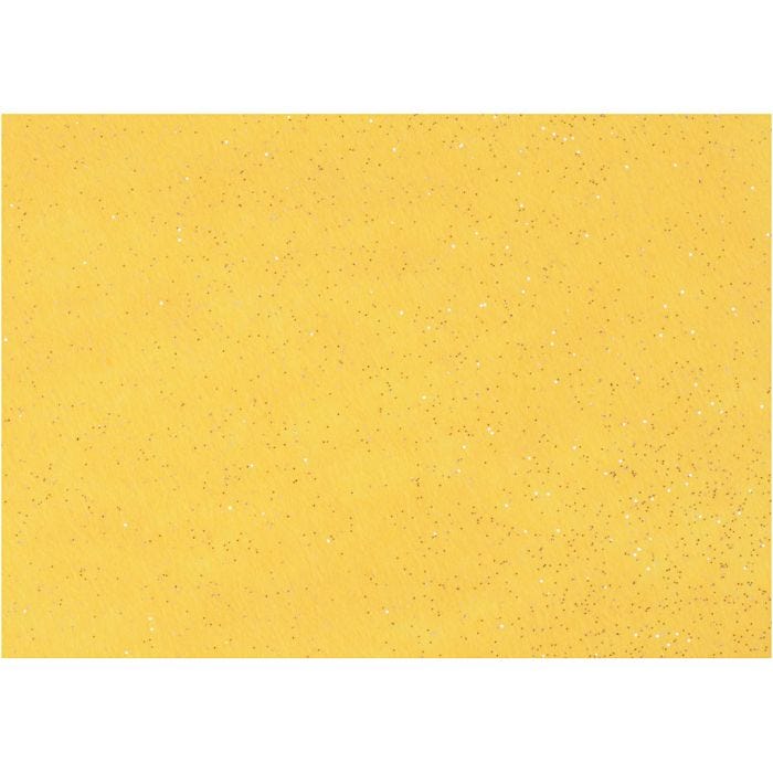 Fieltro para manualidades, A4, hoja 210x297 mm, grosor 1 mm, amarillo, 10 hoja/ 1 paquete