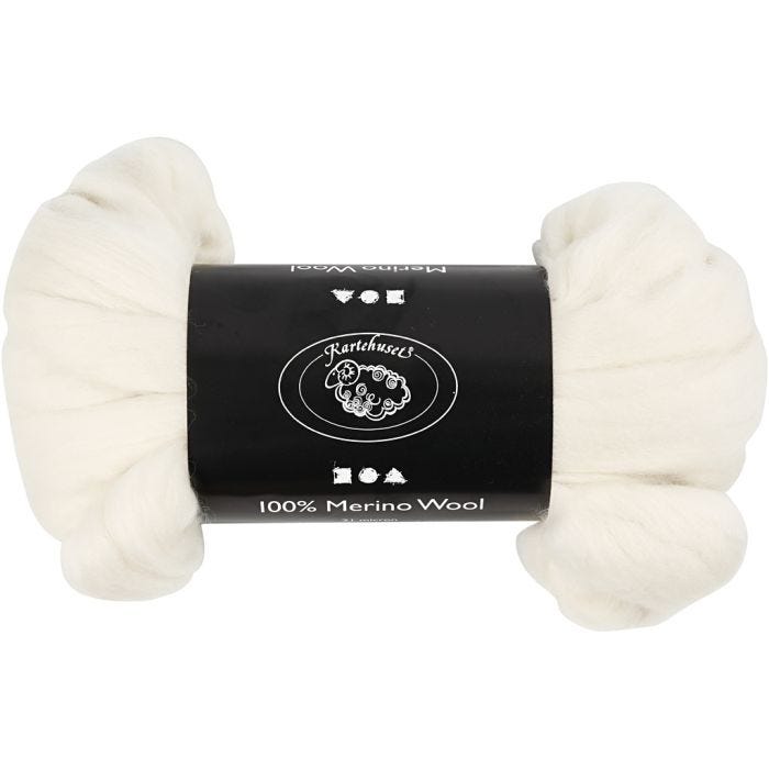 Lana Merino, grosor 21 my, blanquecino, 100 gr/ 1 paquete