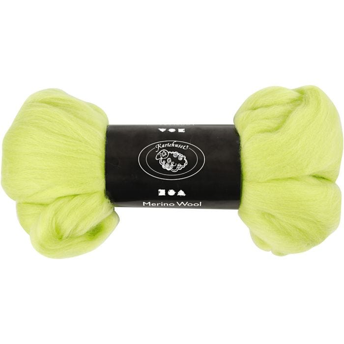 Lana Merino, grosor 21 my, verde lima, 100 gr/ 1 paquete