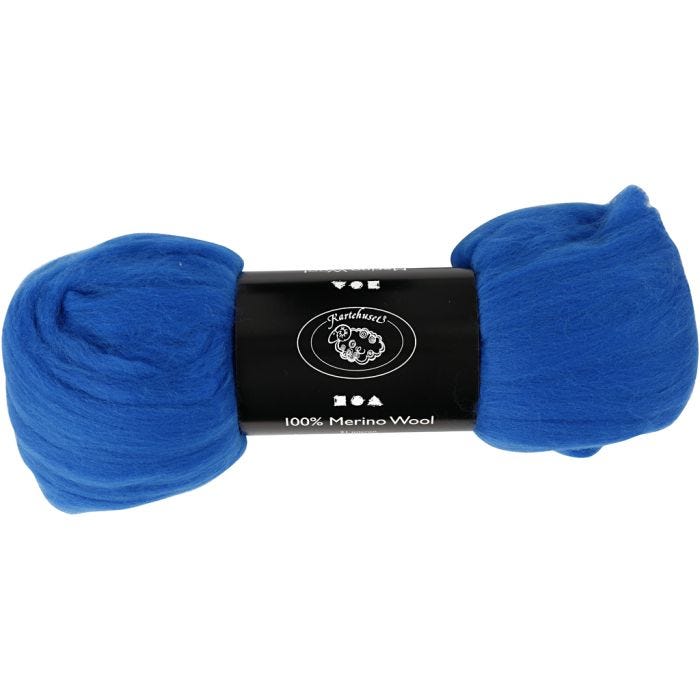 Lana Merino, grosor 21 my, azul cobalto, 100 gr/ 1 paquete