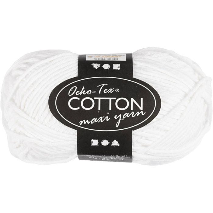 Hilo de algodón, medida 8/8, L. 80-85 M, blanco, 50 gr/ 1 bola