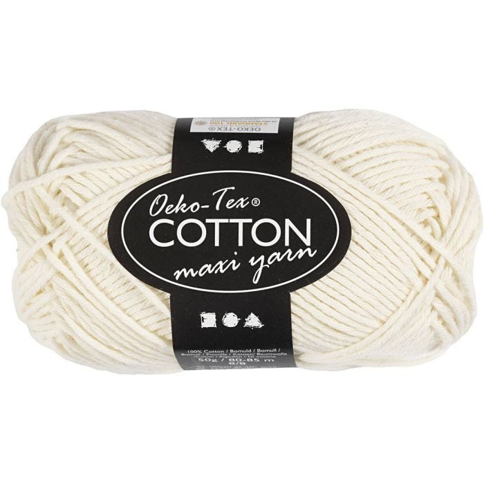 Hilo de algodón, medida 8/8, L. 80-85 M, blanquecino, 50 gr/ 1 bola