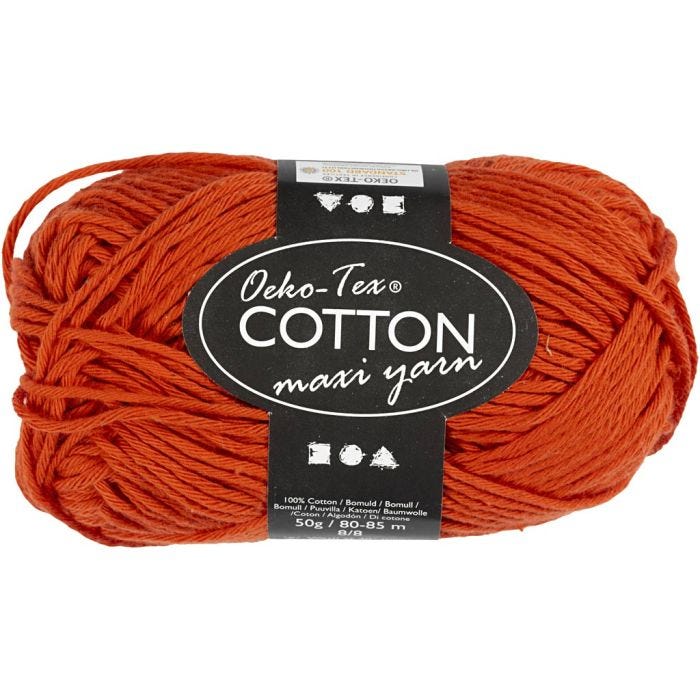 Hilo de algodón, medida 8/8, L. 80-85 M, rojo, 50 gr/ 1 bola