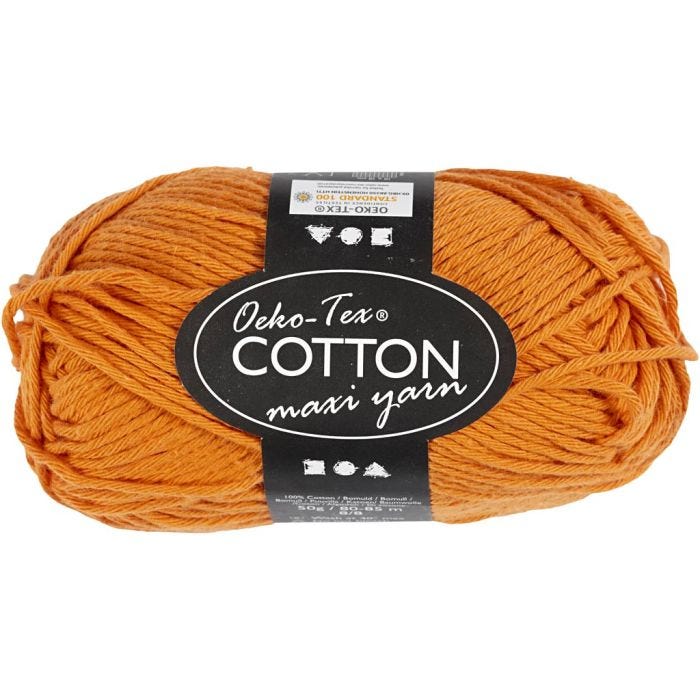 Hilo de algodón, medida 8/8, L. 80-85 M, naranja, 50 gr/ 1 bola
