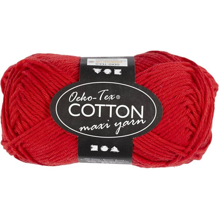Hilo de algodón, medida 8/8, L. 80-85 M, rojo oscuro, 50 gr/ 1 bola