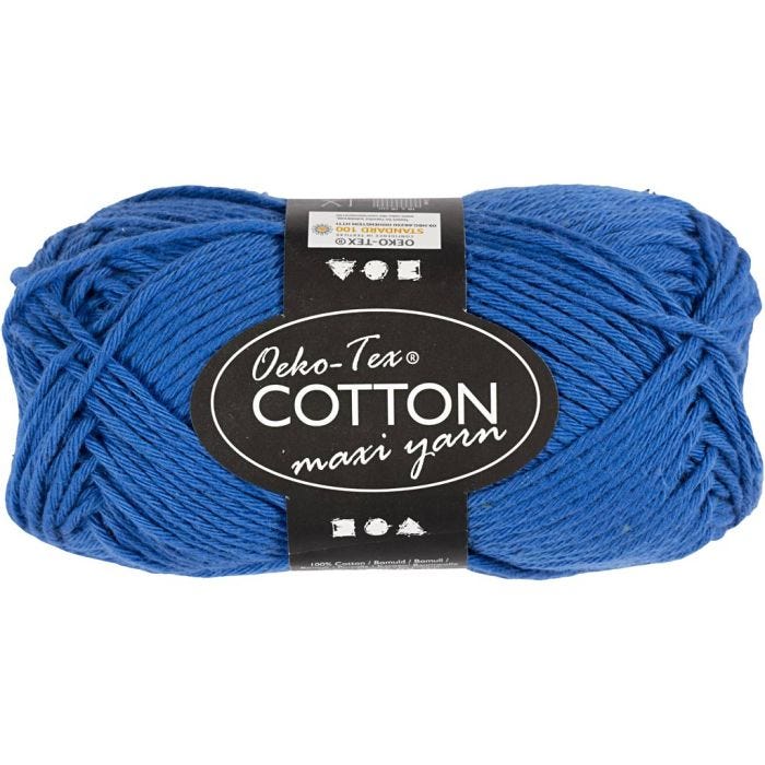 Hilo de algodón, medida 8/8, L. 80-85 M, azul cobalto, 50 gr/ 1 bola