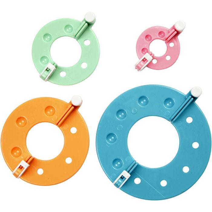 Creador de pom pom, dia 3,5+5,5+7+9 cm, 4 ud/ 1 set