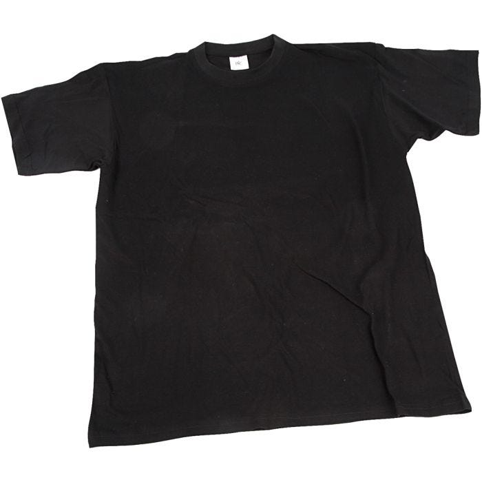 Camisetas, A: 40 cm, medidas 7-8 año, cuello redondo, 145 gr, negro, 1 ud