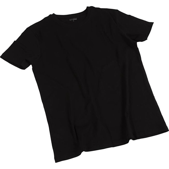 Camisetas, A: 48 cm, medidas small, cuello redondo, 145 gr, negro, 1 ud
