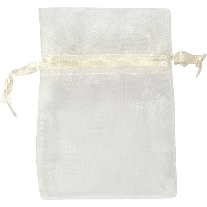 Bolsas de organza, medidas 7x10 cm, blanquecino, 10 ud/ 1 paquete