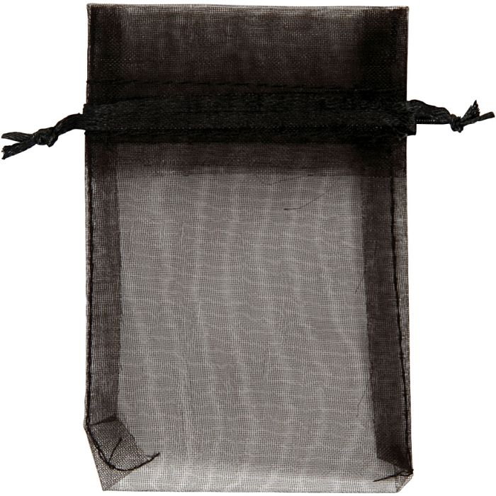 Bolsas de organza, medidas 7x10 cm, negro, 10 ud/ 1 paquete