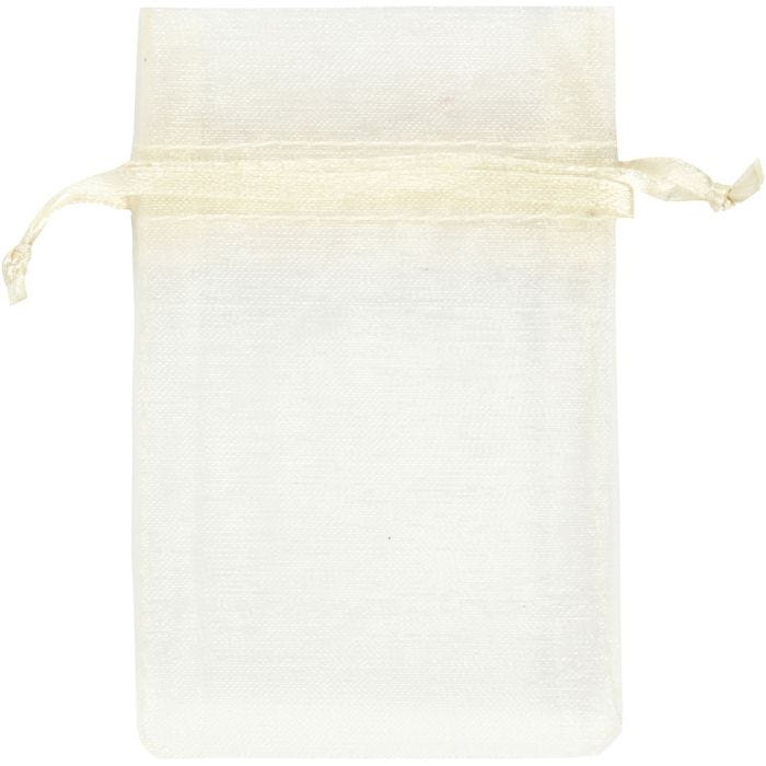 Bolsas de organza, medidas 7x10 cm, blanquecino, 10 ud/ 1 paquete