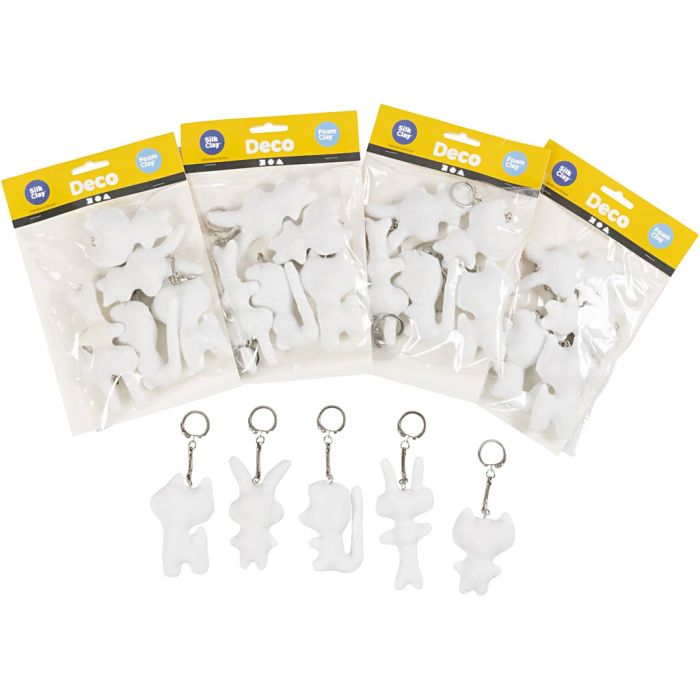 Figuras de tela con llavero, A: 6-10 cm, 25 ud/ 1 paquete