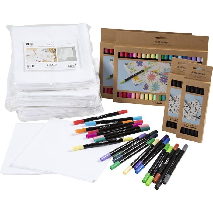 Kit de manualidades grupo pinta tu propio mantel individual, medidas 42x42 cm, trazo ancho 2,3+3,6 mm, surtido de colores, 60 ud/ 1 paquete