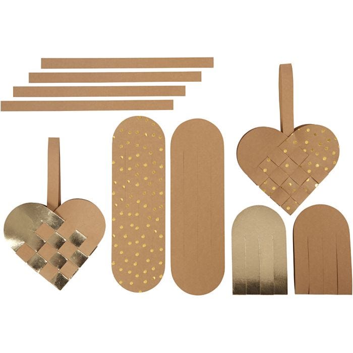 Corazones de papel imitación cuero, 0,55 mm, dorado, 1 set