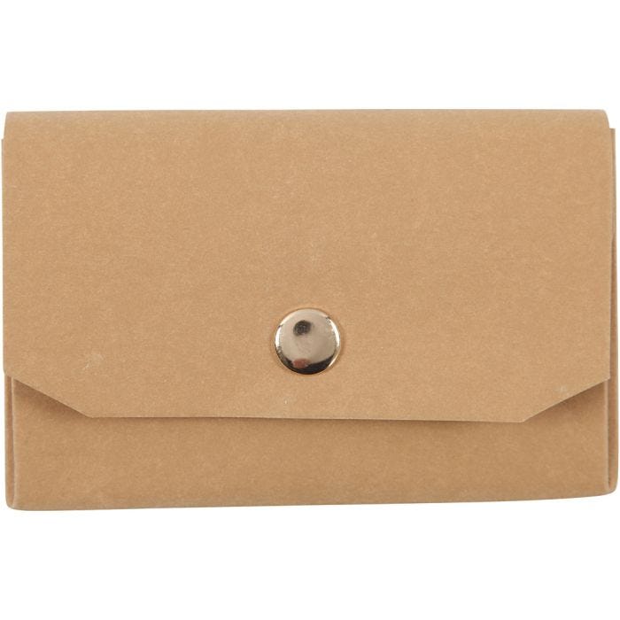 Monedero de papel imitación al cuero, A: 8 cm, L. 11 cm, 350 gr, marrón claro, 1 ud