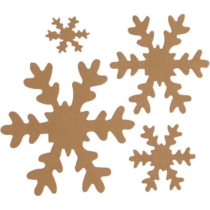 Copo de nieve, dia 3+5+8+10 cm, 350 gr, beige, 16 ud/ 1 paquete