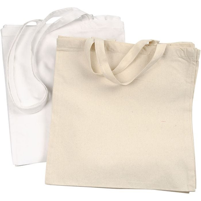 Bolsa de Tela, 135 gr, blanco, color natural claro, 2x10 ud/ 1 paquete