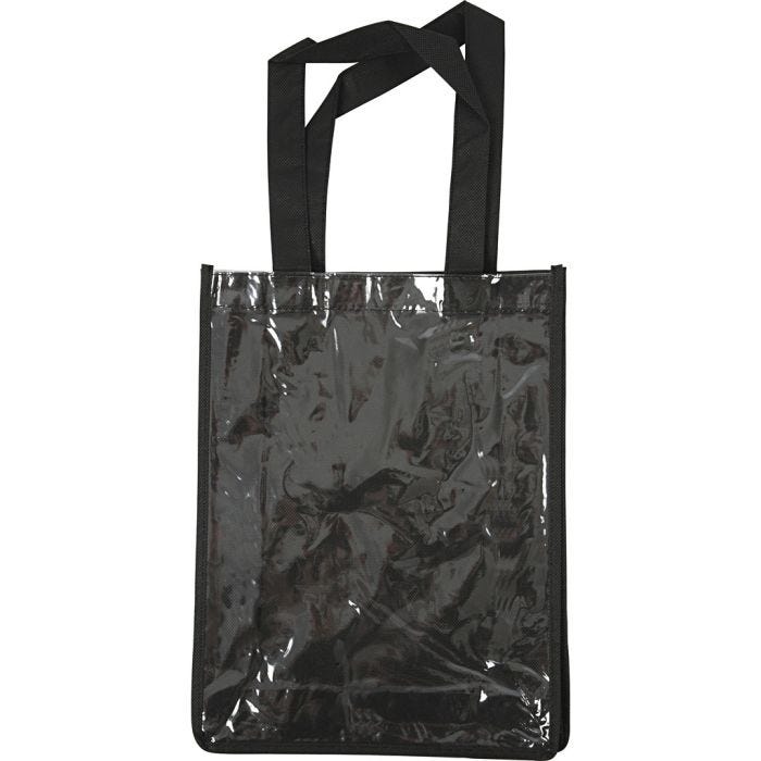 Bolsa con frente plástico, 30x23x7 cm, negro, 1 ud