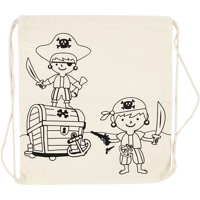 Mochila, piratas, medidas 37x41 cm, 110 gr, color natural claro, 1 ud