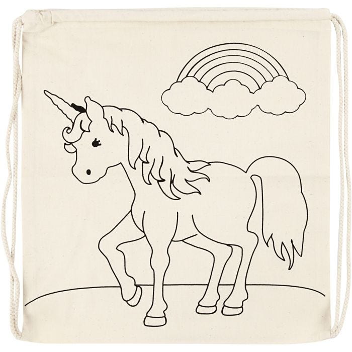 Mochila, Unicornio , medidas 37x41 cm, 110 gr, color natural claro, 1 ud