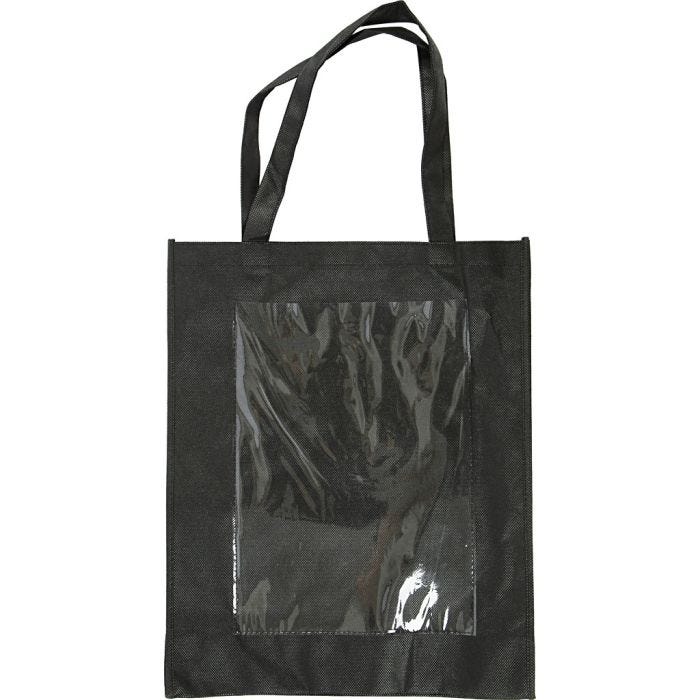 Bolsa con frente plástico, medidas 42x34x12 cm, negro, 1 ud