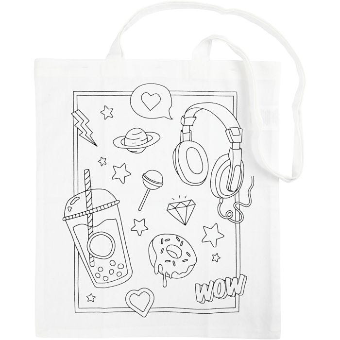 Bolsa de tela, medidas 38x42 cm, 130 gr, blanco, 1 ud