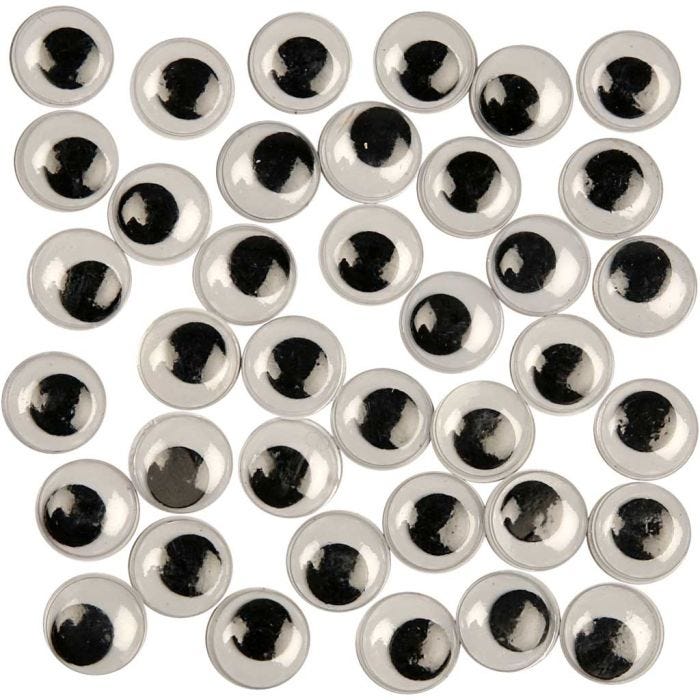 Ojos Móviles, sin adhesivo, 12 mm, 1000ud/ 1 paquete