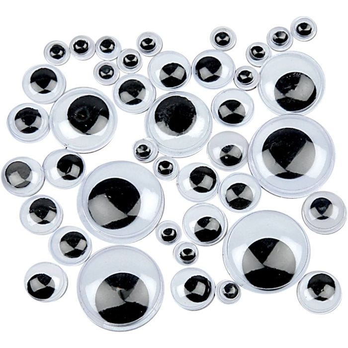 Ojos Móviles, sin adhesivo, dia 4-20 mm, 1100 stdas/ 1 paquete