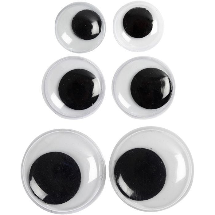 Ojos Móviles, sin adhesivo, dia 12+14+20 mm, 18 stdas/ 1 paquete