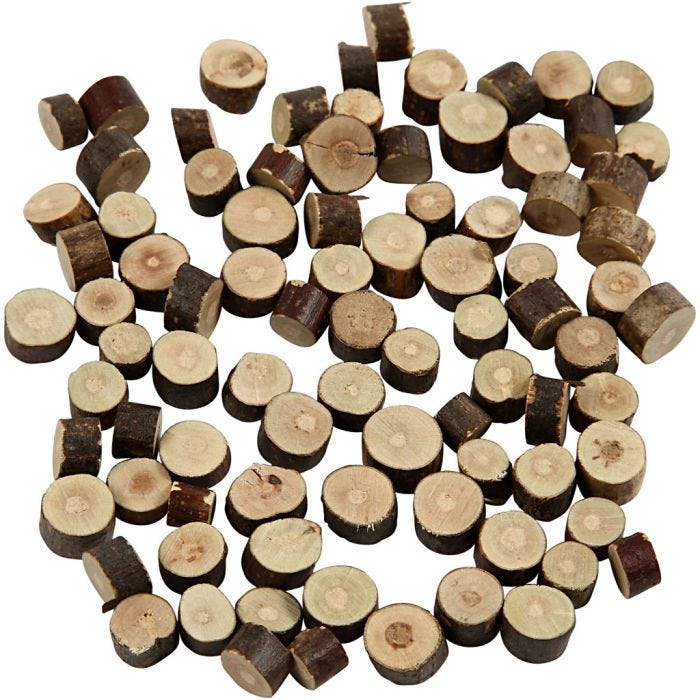 Madera mixta, dia 7-10 mm, grosor 4-5 mm, 230 gr/ 1 paquete