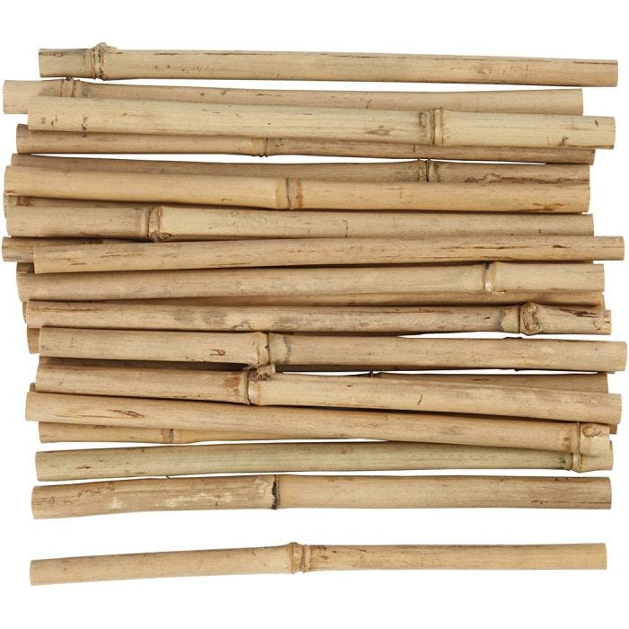 Palos de bambú, L. 20 cm, grosor 8-15 mm, 30 ud/ 1 paquete
